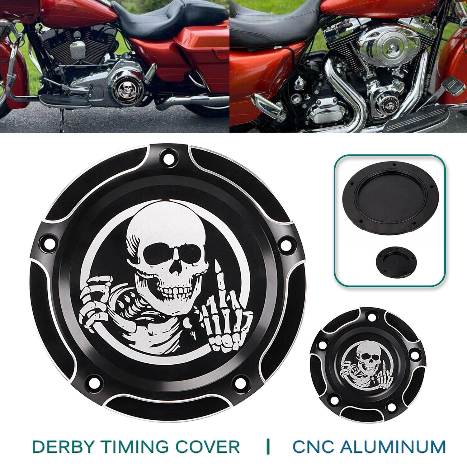 Skeleton Middle Finger Derby Timing Covers For Harley Street Tri Glide Road King