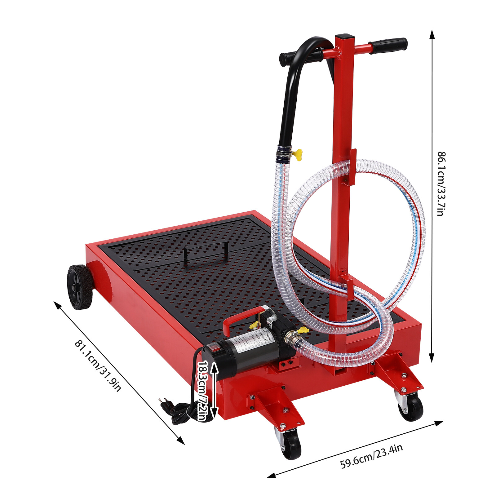 17Gallon Portable Oil Drain with Pump Truck Oil Drain Low Profile Oil Change Pan