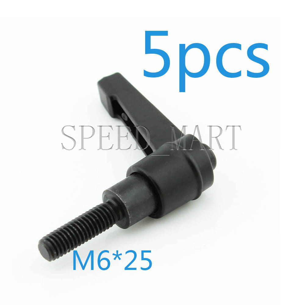 5 pcs Machinery M6 x 25mm Threaded Knob Adjustable Handle Clamping Lever