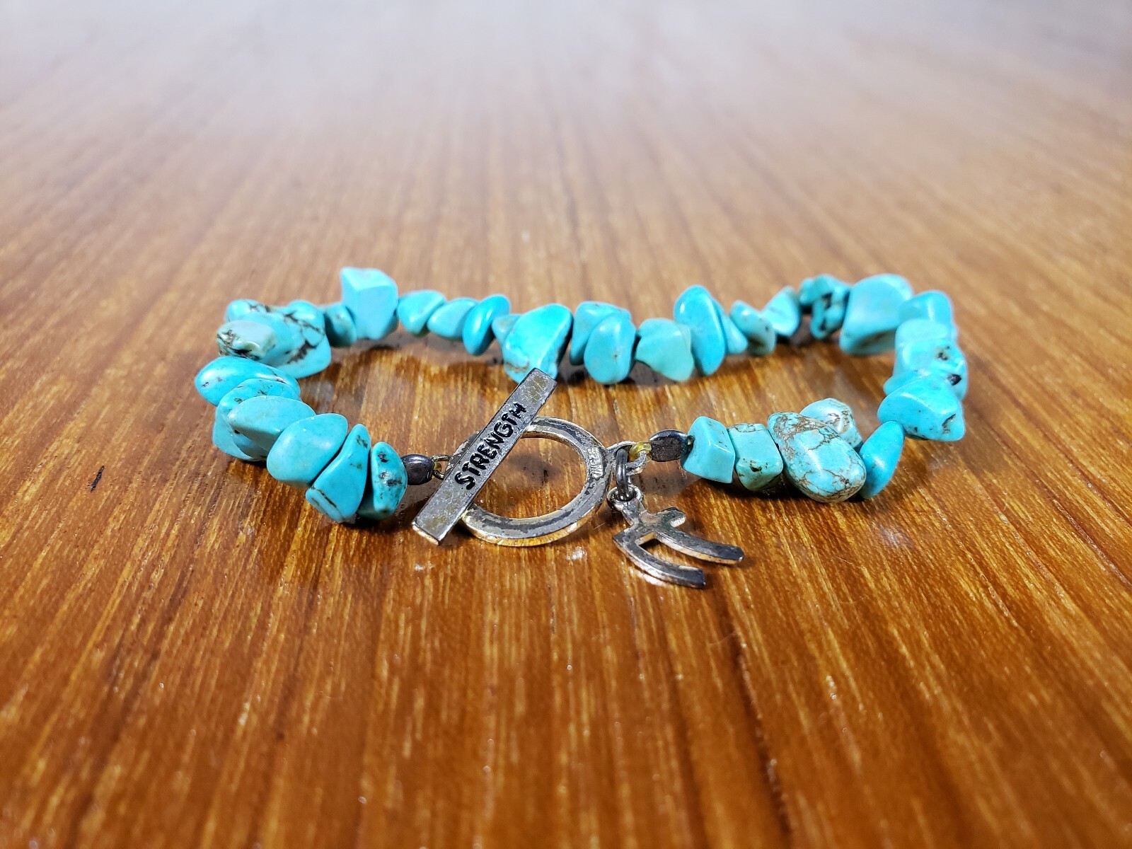 Small 925 STERLING Turquoise Rock Nuggets Strength STRETCH Bracelet Good Health