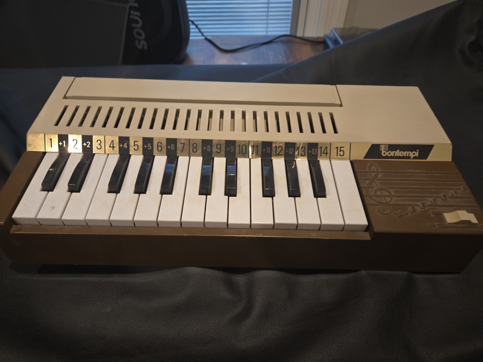 Bontempi 15-Key Electronic Keyboard Synth Action, Beige/Brown