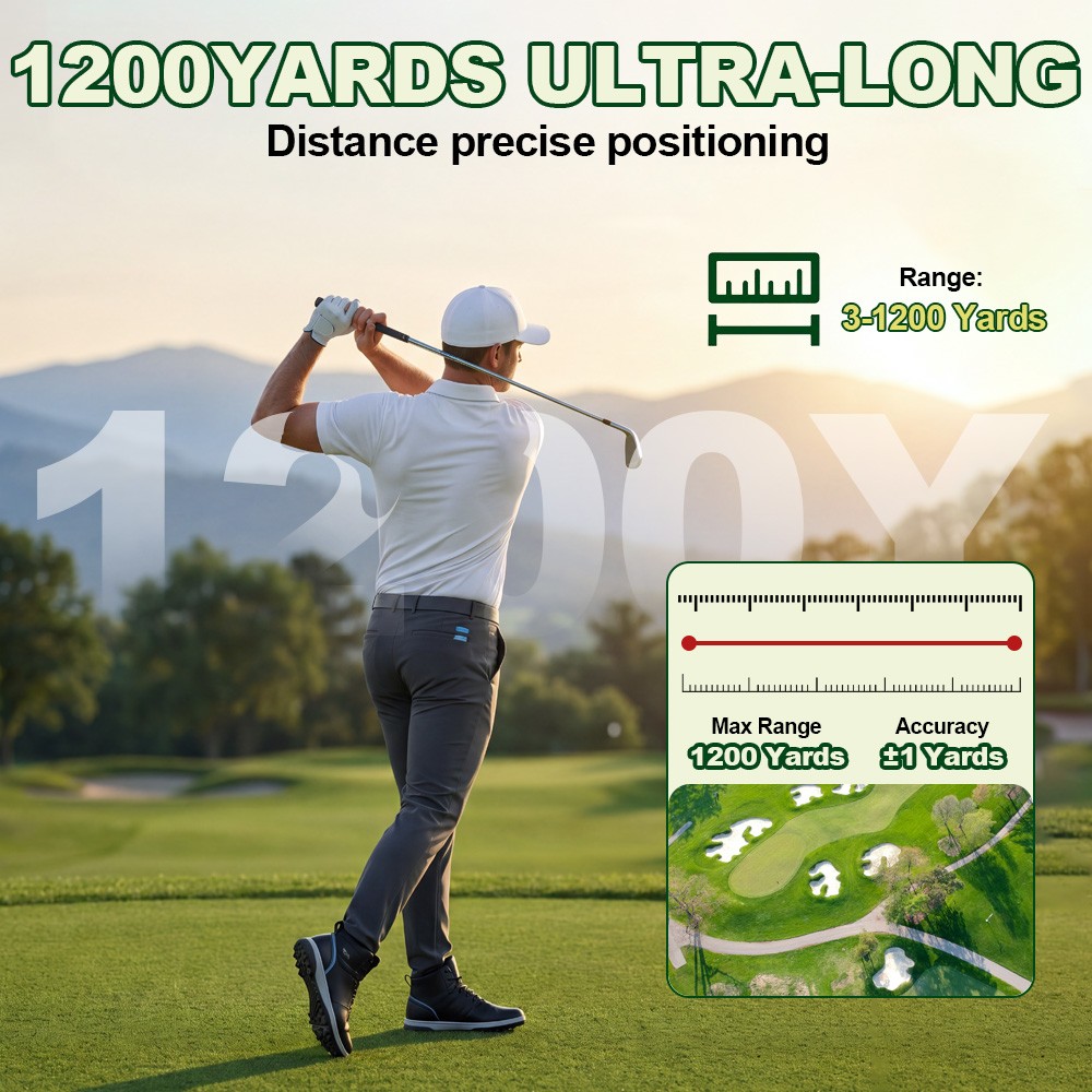 Golf Rangefinder with Slope 1200Yards Range Finder Golf Flag Locking Vibration
