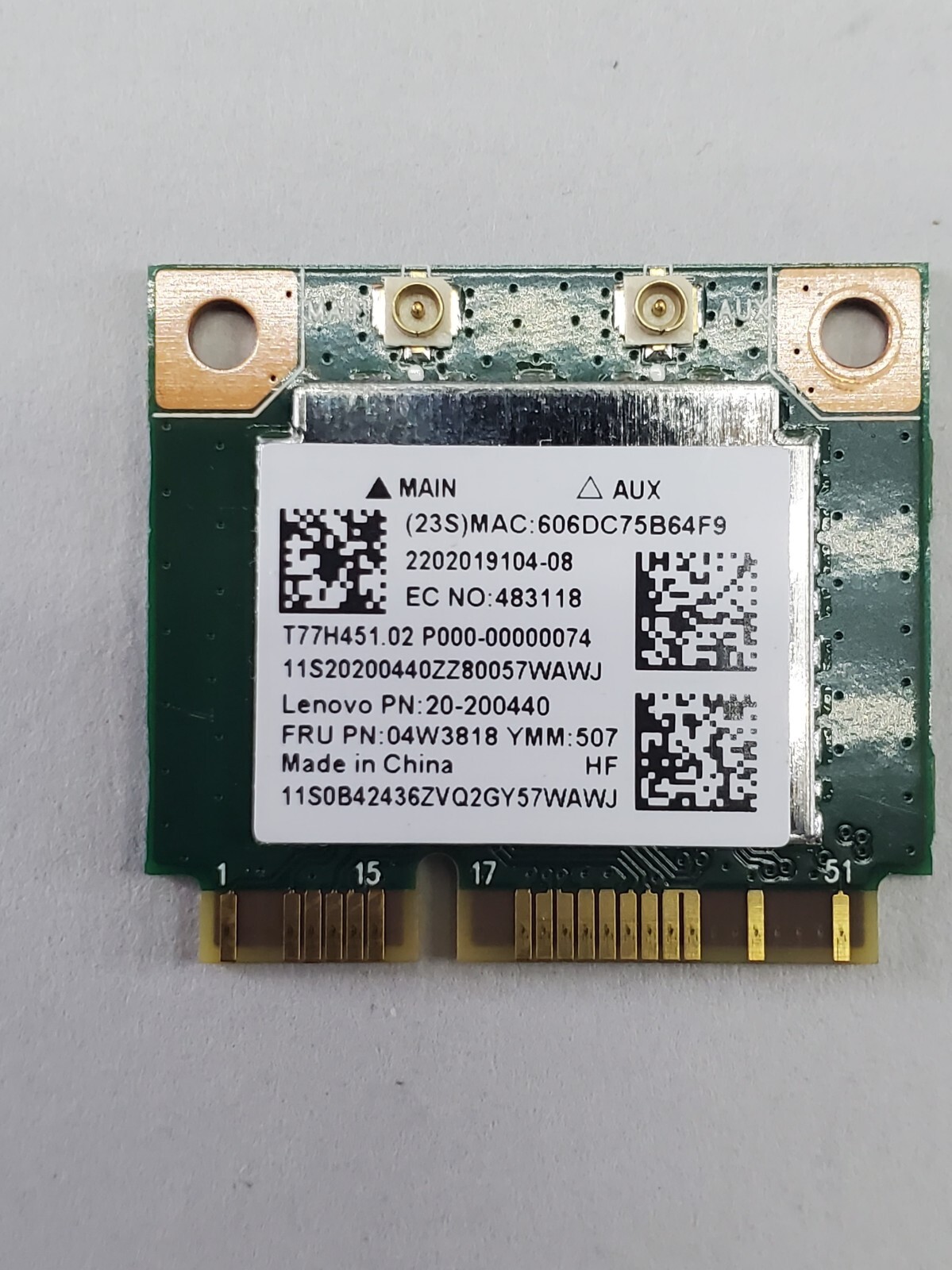 Lenovo IdeaPad 100-15IBD 80QQ 15.6" Genuine WiFi Wireless Bluetooth Card 04W3818