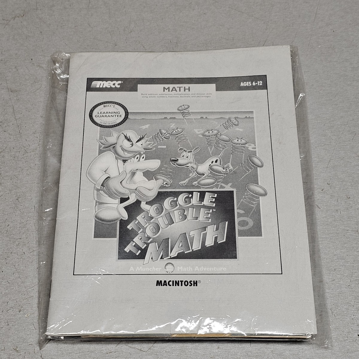 Troggle Trouble Math MECC Macintosh 3.5" Floppy Disk & Manual Vintage Game