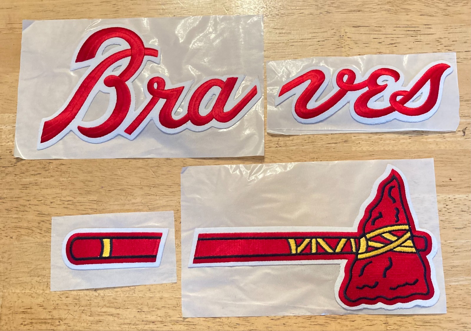 ATLANTA BRAVES *4-Piece* Embroidered Iron-On MLB Jersey Script Logo Patch Set
