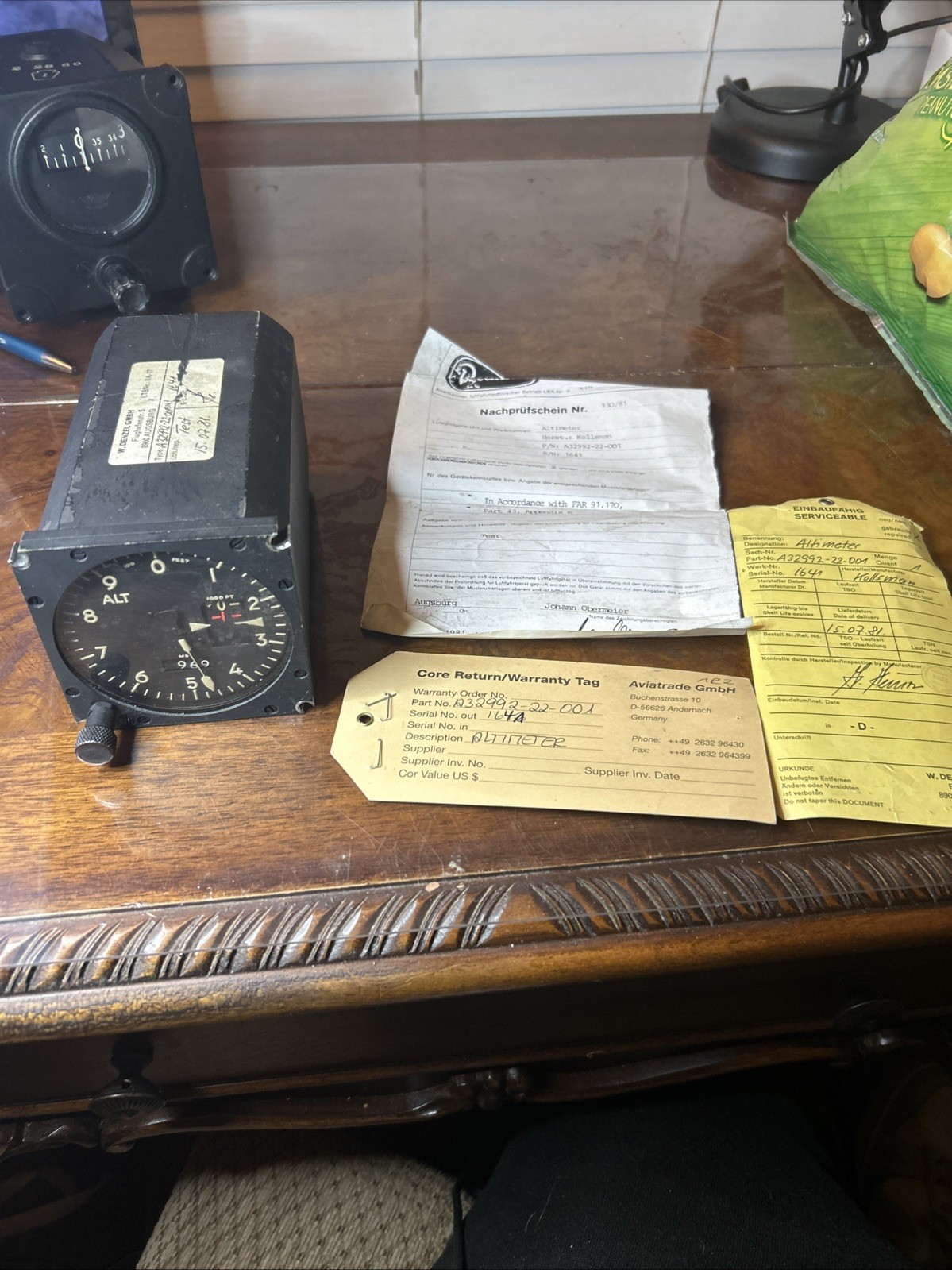 Kollsman Altimeter, -1K to 30K', A32992-22-001 (G45) Repaired