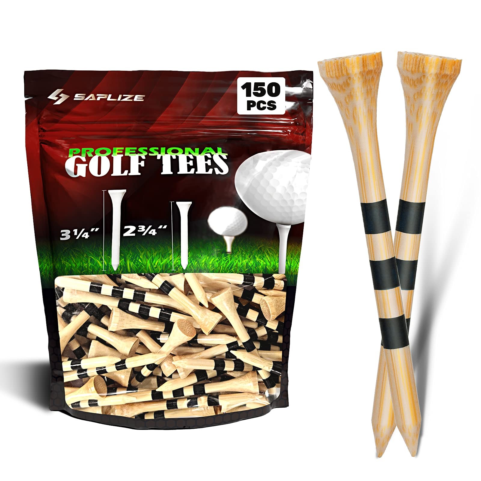 Bamboo Golf Tees 150 pcs (2-3/4"), Biodegradable Material, More Durable and S...