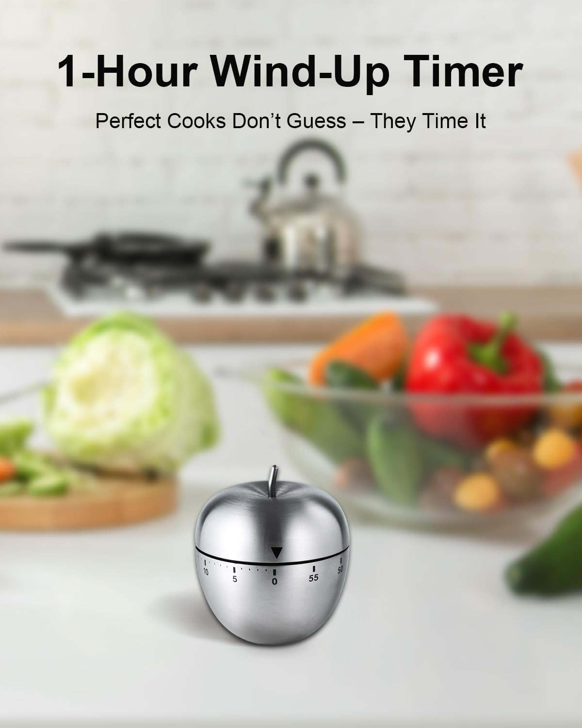 Apple Stainless Steel 60-Minute Kitchen Timer