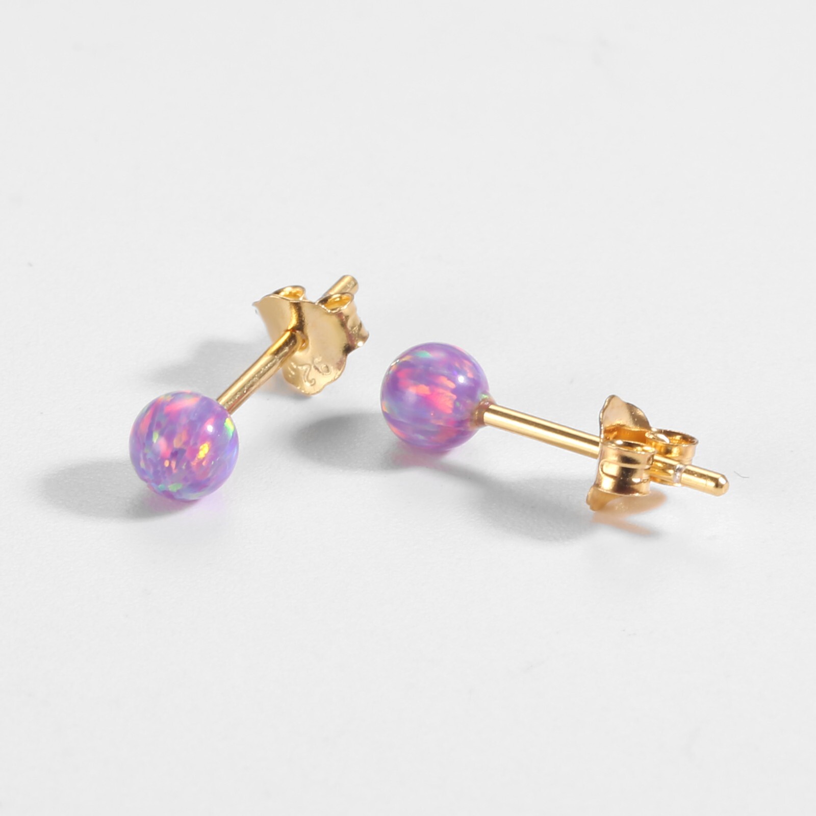 925 sterling silver  purple opal stud earrings for women and girls. Gift for her