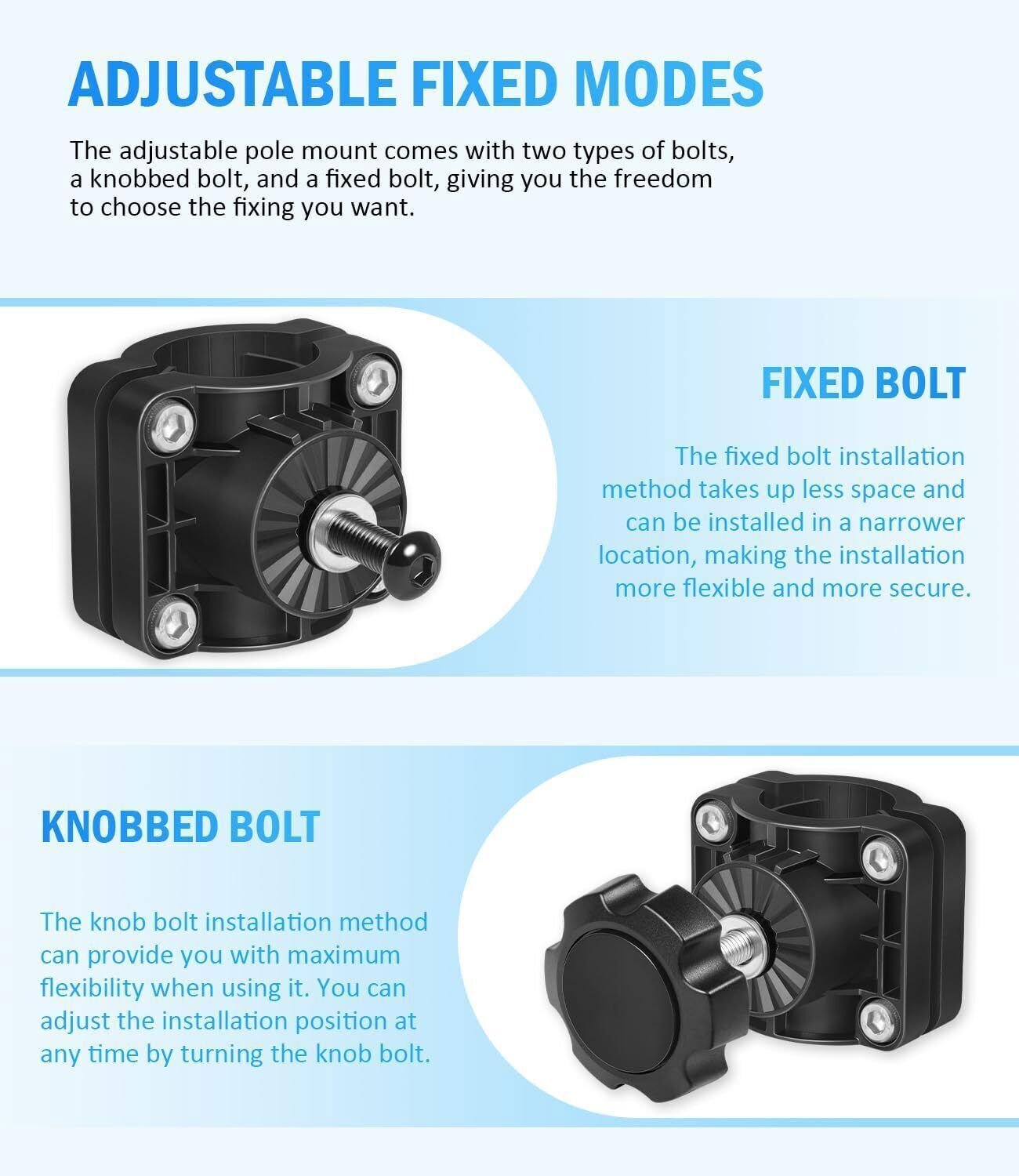 0-Degree Pole Mount Adjustable Pole Mount suitable for LiveScope Plus LVS34