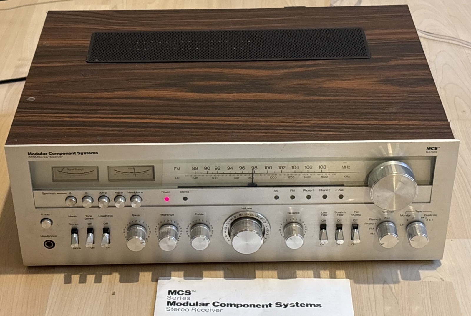 MCS Modular Component Systems 3233 Stereo Receiver AM/FM Untested
