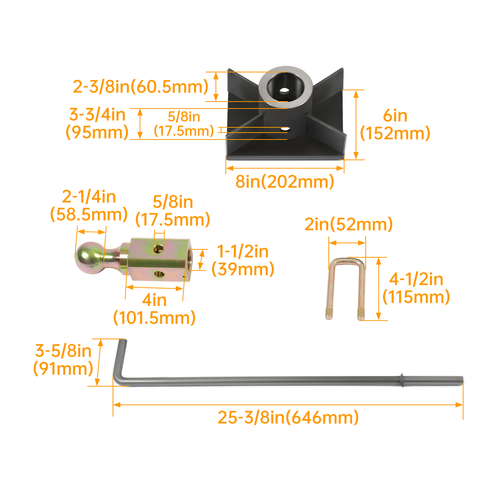 Universal Flatbed Gooseneck Trailer Hitch Hook Flatbed Kit w/ Ball Nut Spring