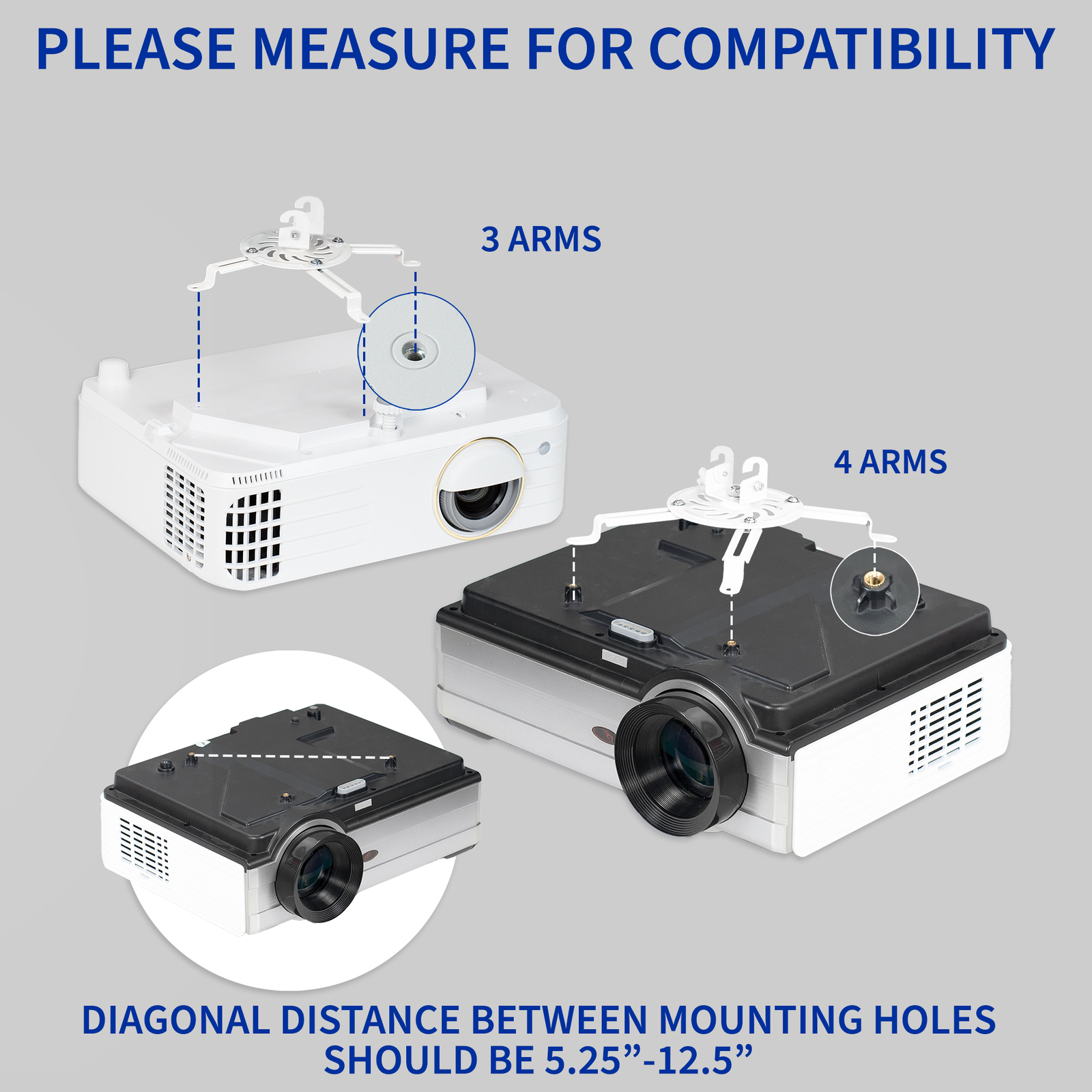 VIVO Universal White Adjustable 2x2 ft Drop Ceiling Projector Mount