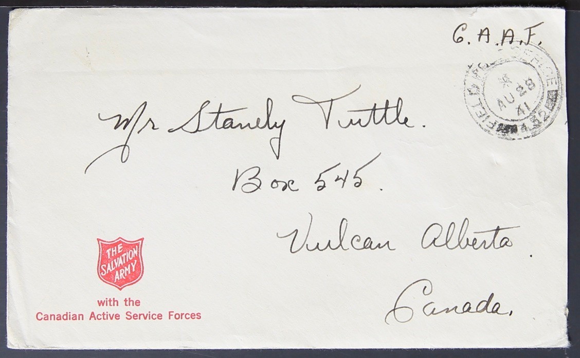 WWII Era Soldier Free Mail - 6th Field Reg Camp Aldershot to Alberta    EPH725