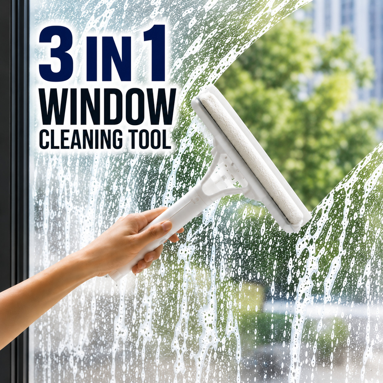3 in1 Window Squeegee Spray Bottle Glass Cleaner Microfiber Window Cleaning Tool