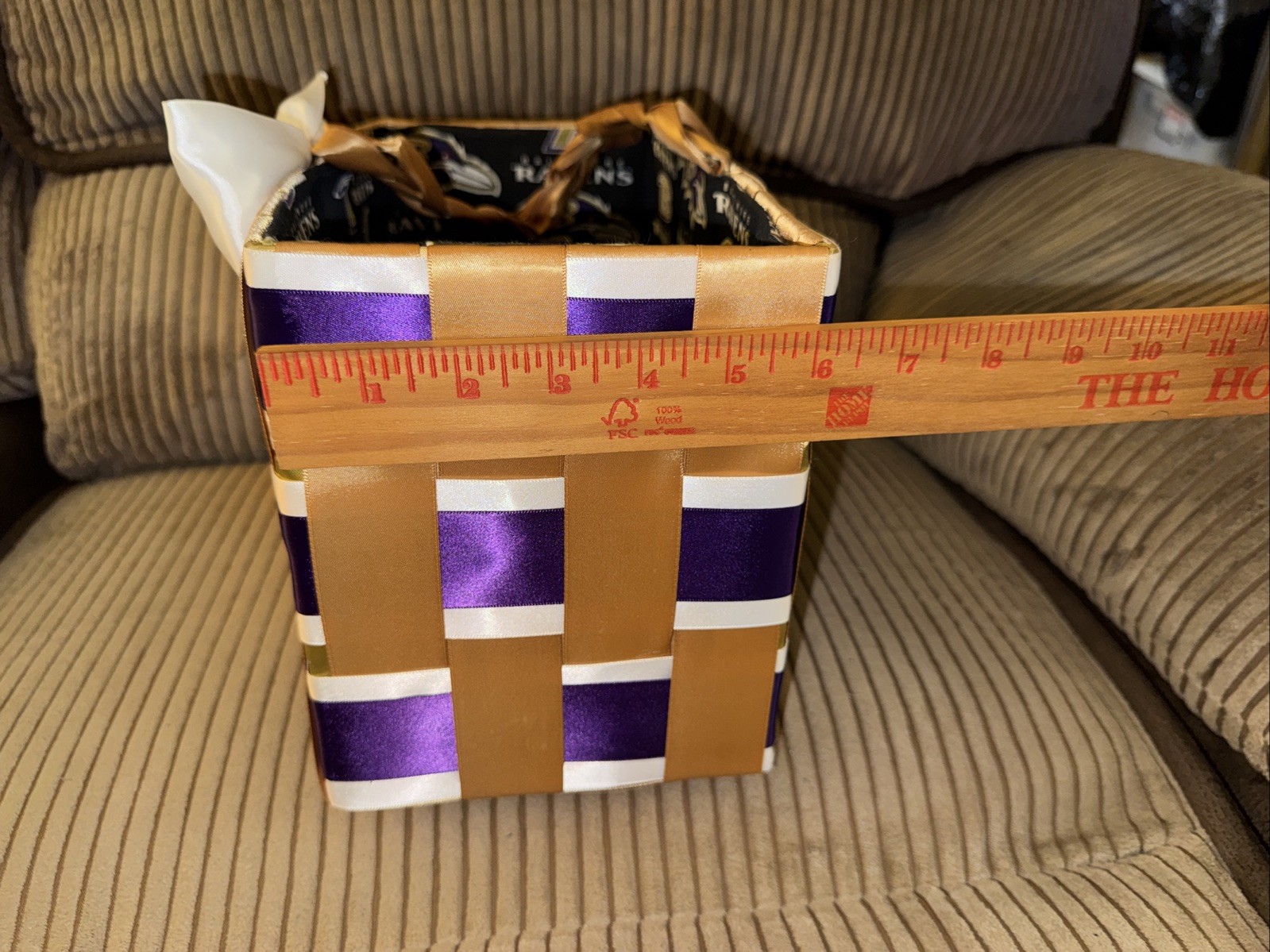 Handmade Baltimore Ravens Ribbon Basket