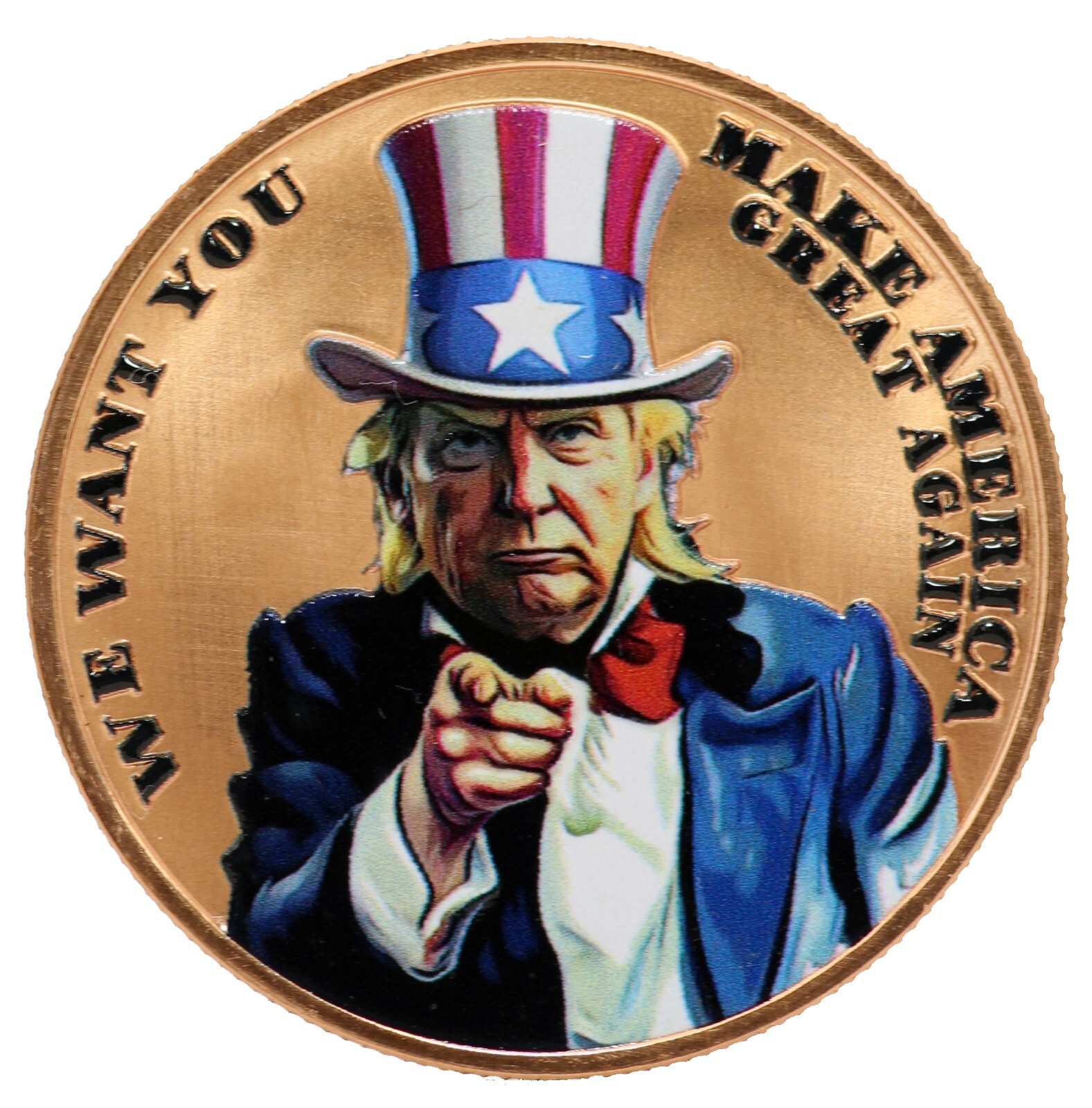 Donald Trump We Want You Uncle Sam MAGA 1 Oz Copper (20) Rounds USA Colored Roll