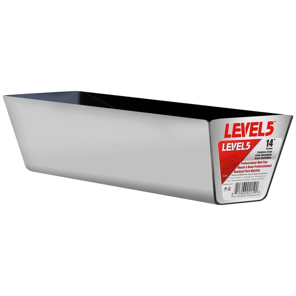 14" Drywall Mud Pan Stainless Steel HeliArc Welded | LEVEL5 | 8-334