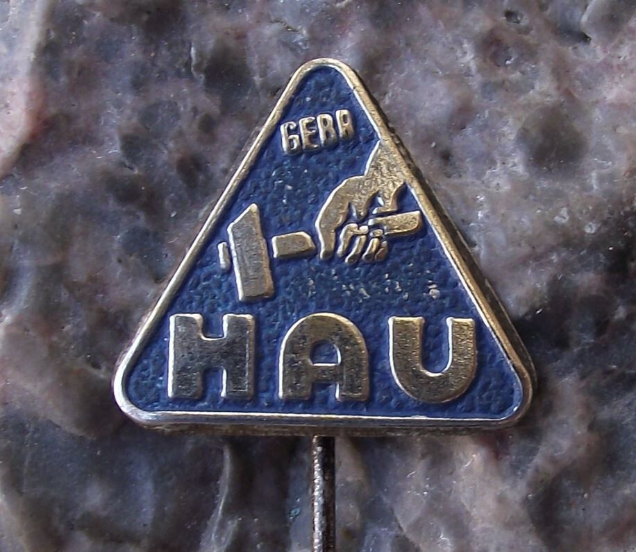 Vintage East Germany DDR Gebruder Hau Maschinenfabrik Engineering Firm Pin Badge