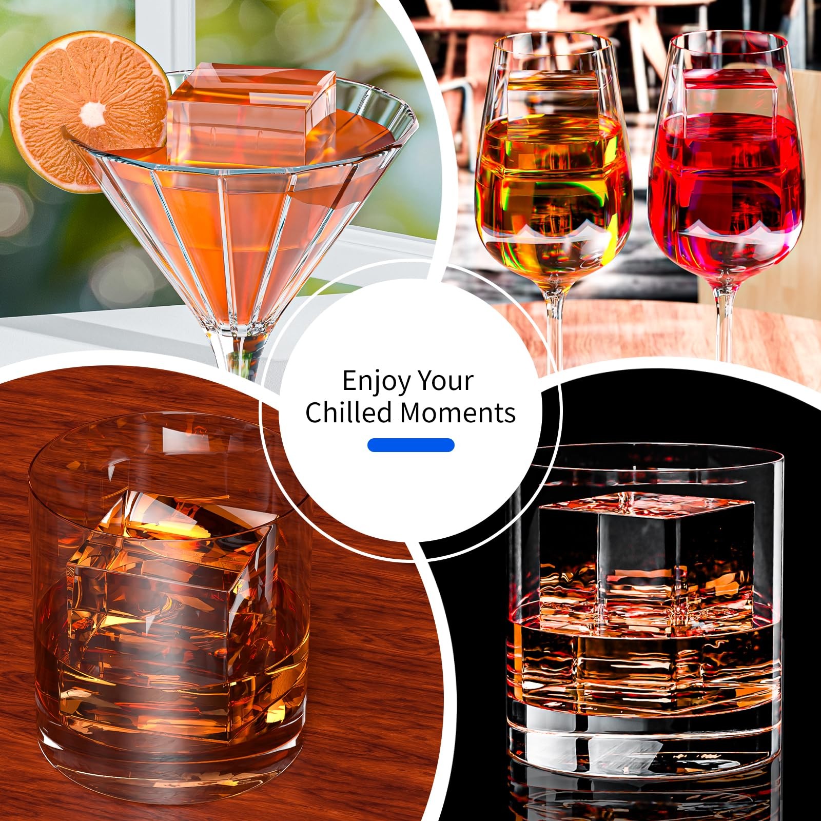 Upgrade 1.68" Clear Ice Cube Maker Molds for Whiskey,Crystal Clear Ice Molds,...