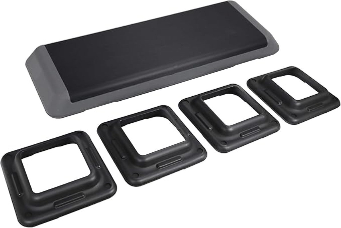 43''Exercise Aerobic Step Platform,Adjustable Fitness Stepper+4 Stackable Risers