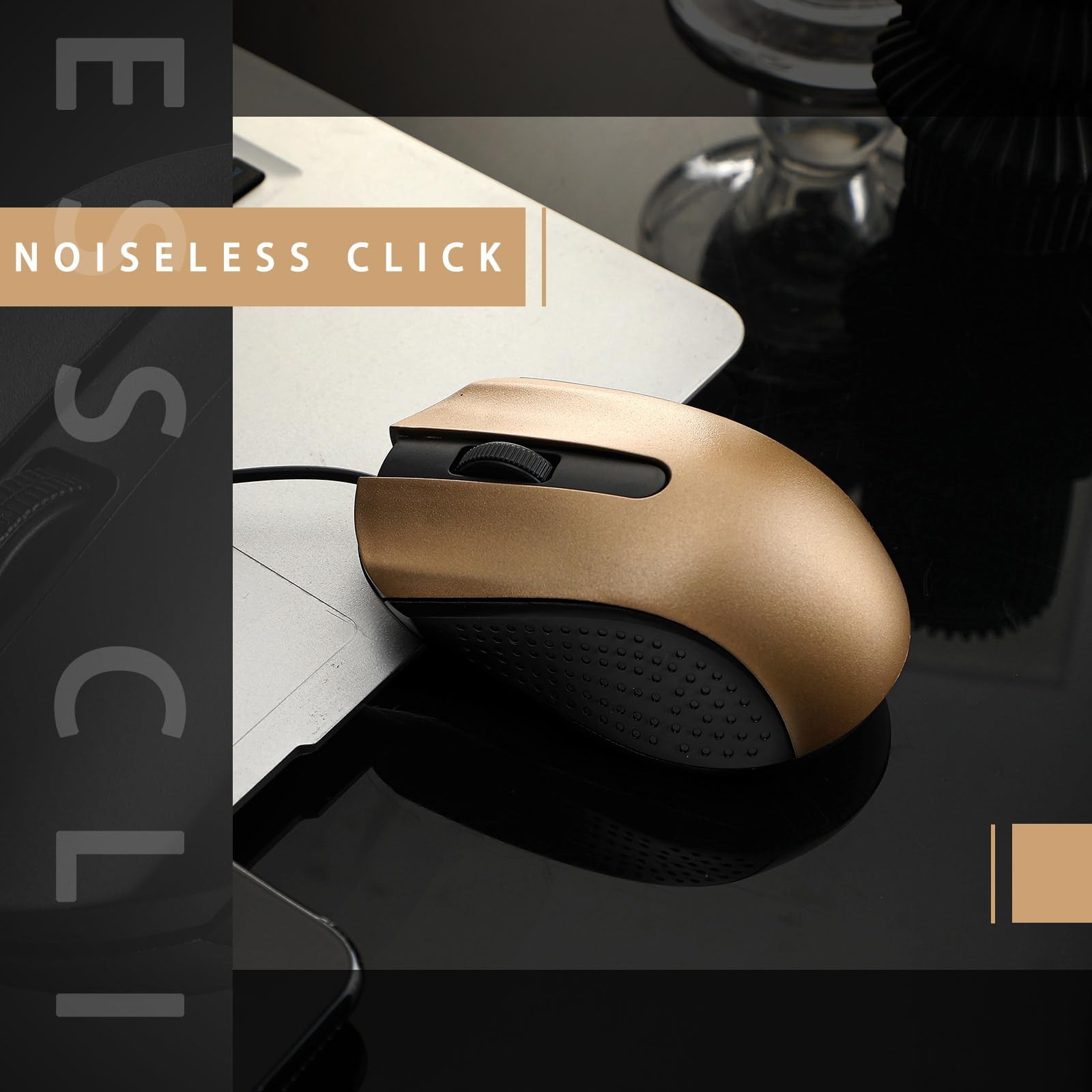 12 PCS Gold Wired USB Computer Mouse Bulk Ergonomic for PCs Laptops Office