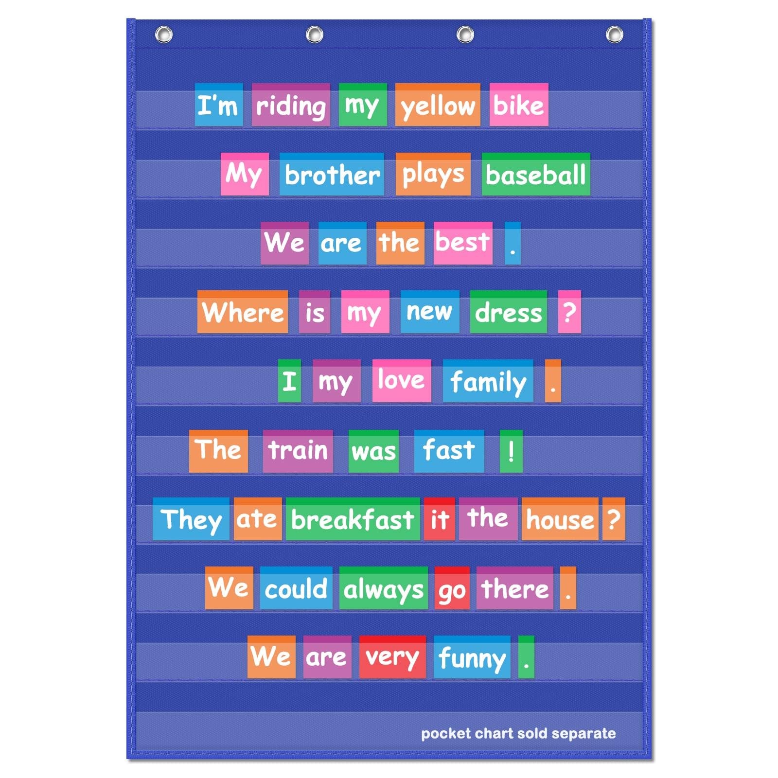 Standard Pocket Charts Clear 10 Pocket Chart for Teacher Lessons in a Classro...