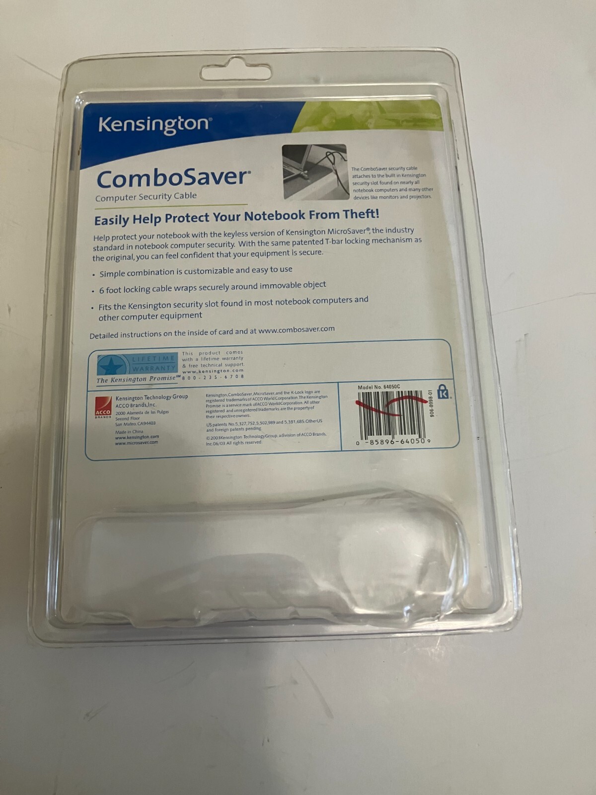 Kensington 64050 ComboSaver Computer Security Cable Combo Lock