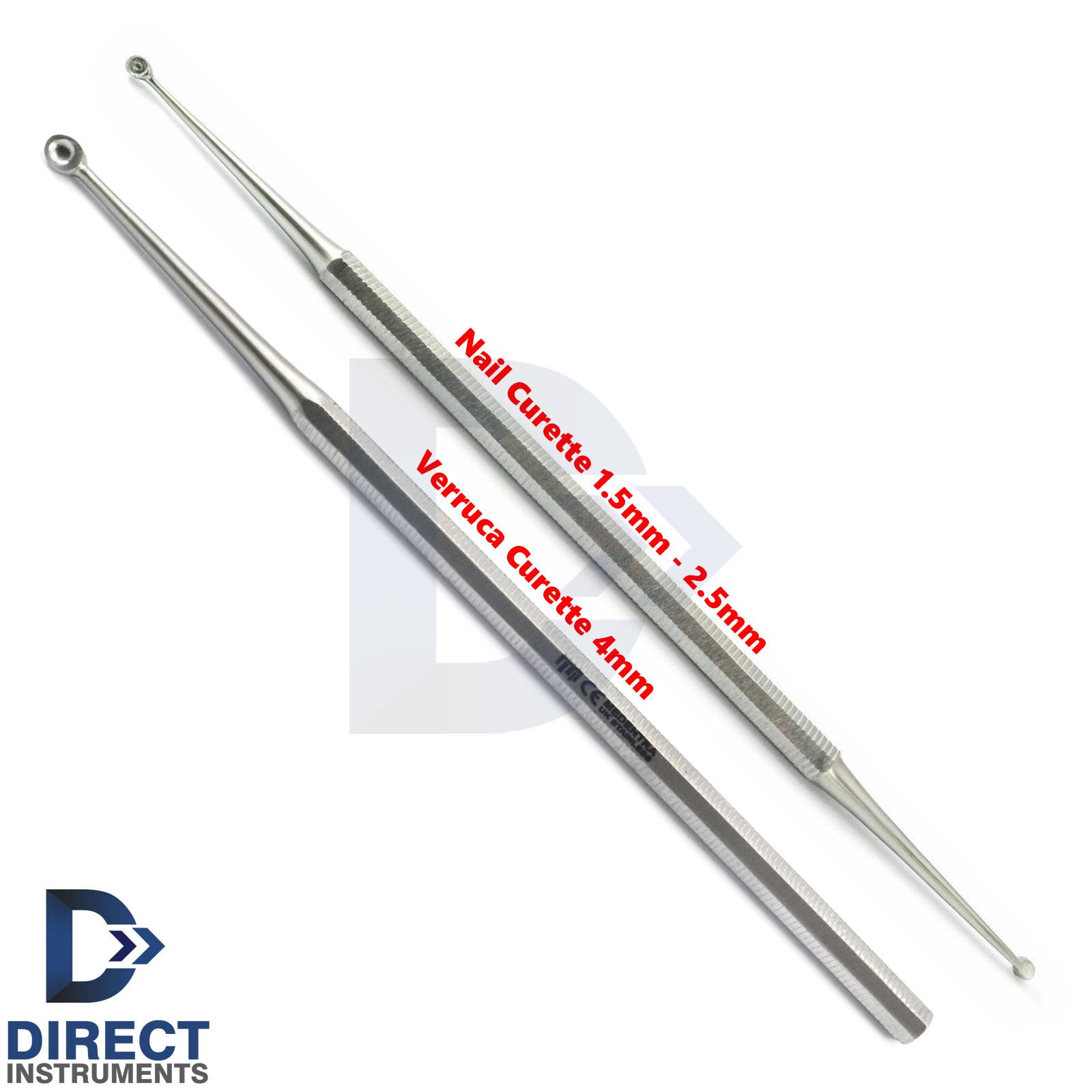 2Pcs Set Nail Curette Verruca Chiropody Podiatry Fingernail Cleaning Surgical CE