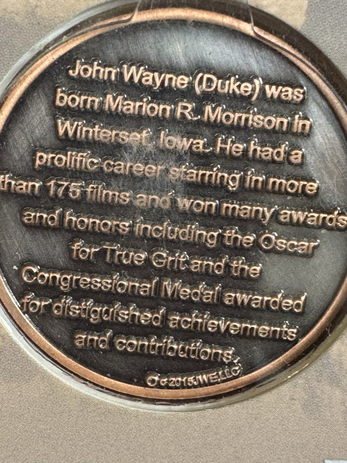 2015 John Wayne Collectors Coin