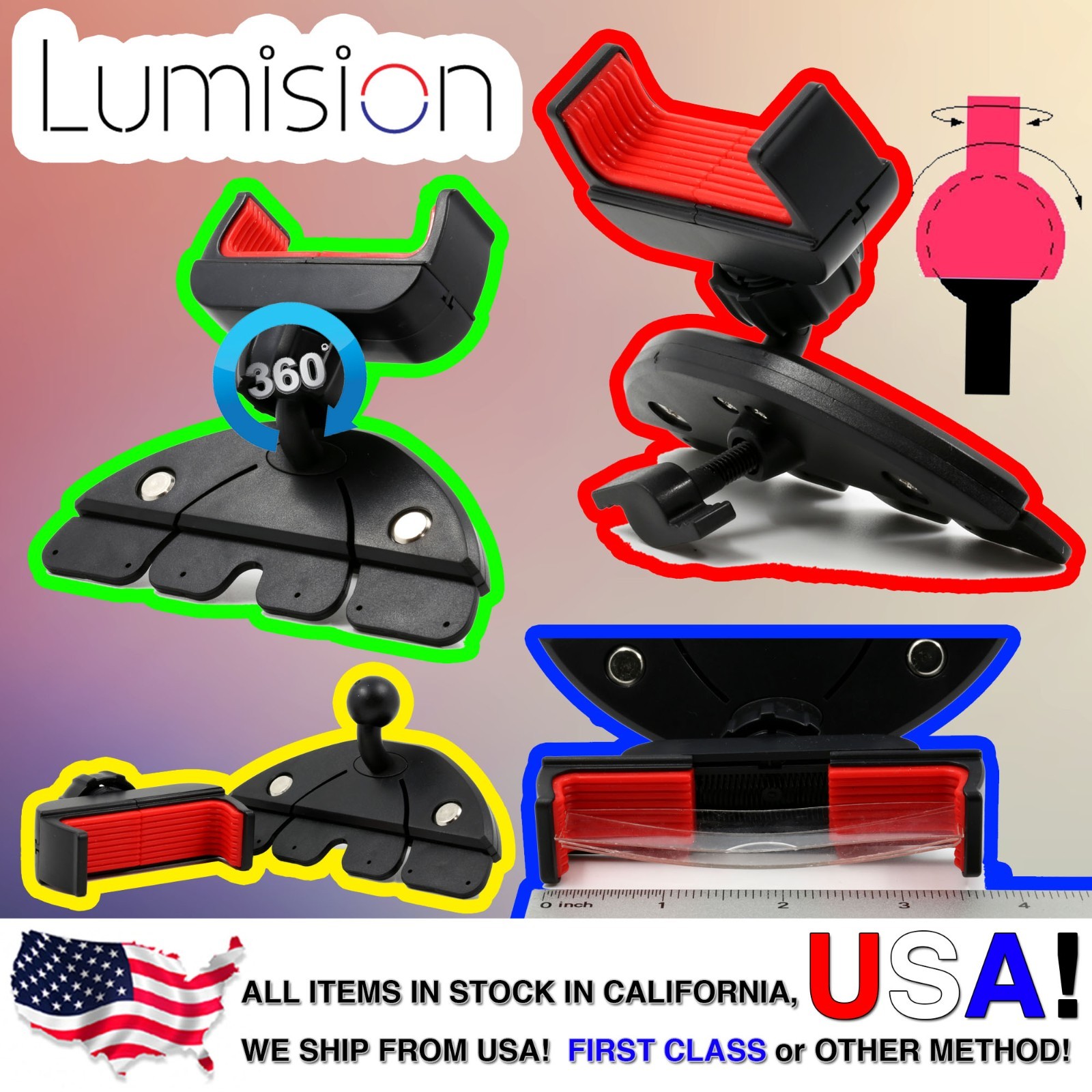 Thin Tray Car CD Dash Slot Mount Holder Dock For iPod iPhone Android Phone GPS