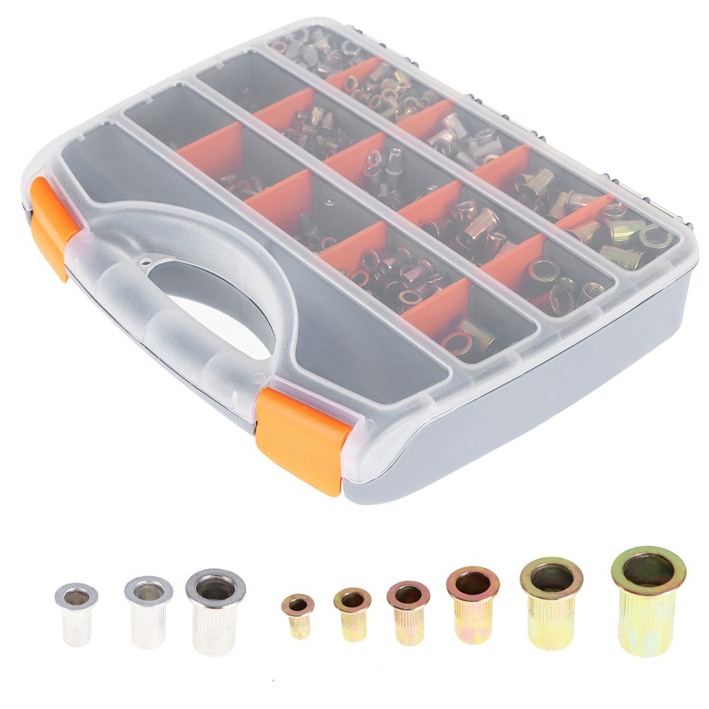 900 Pieces Assorted Sizes Zinc Steel, Aluminum Rivet Nut Kit Stainless Steel