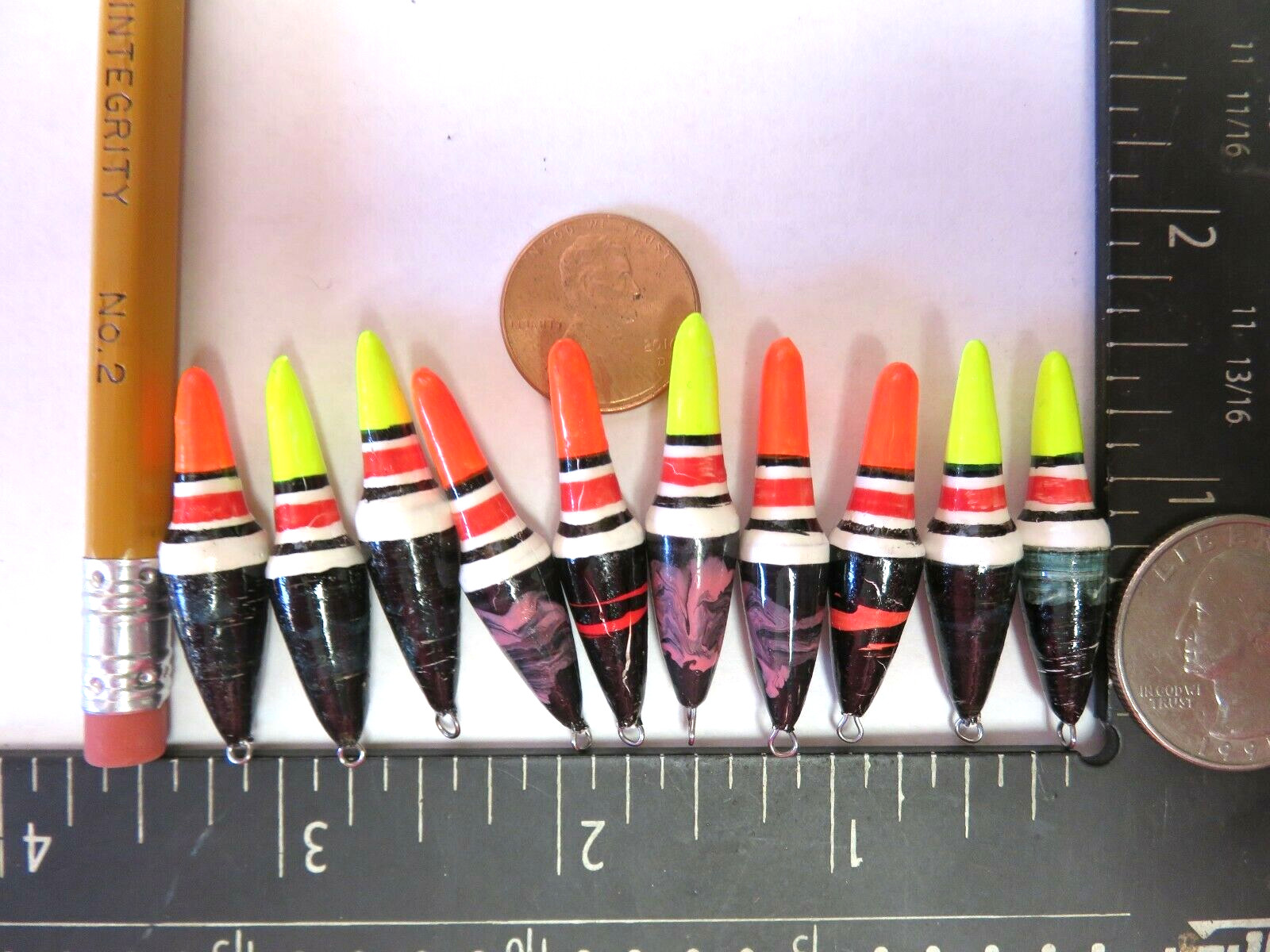 10 NEW WOOD SLIP FLOATS / BOBBERS PANFISH  ICE FISHING NO FREEZE UP ON LINE B85