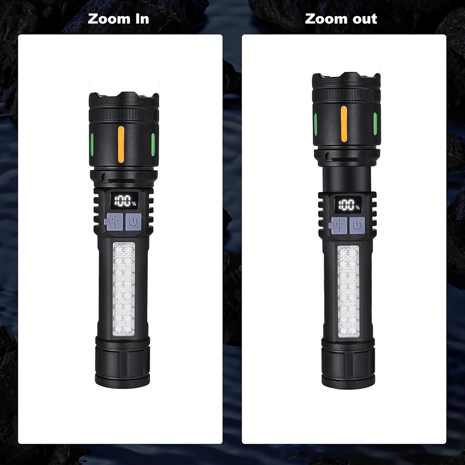 3000 Lumens Super Bright Tactical Flashlight Rechargeable 5 Modes Compact Design