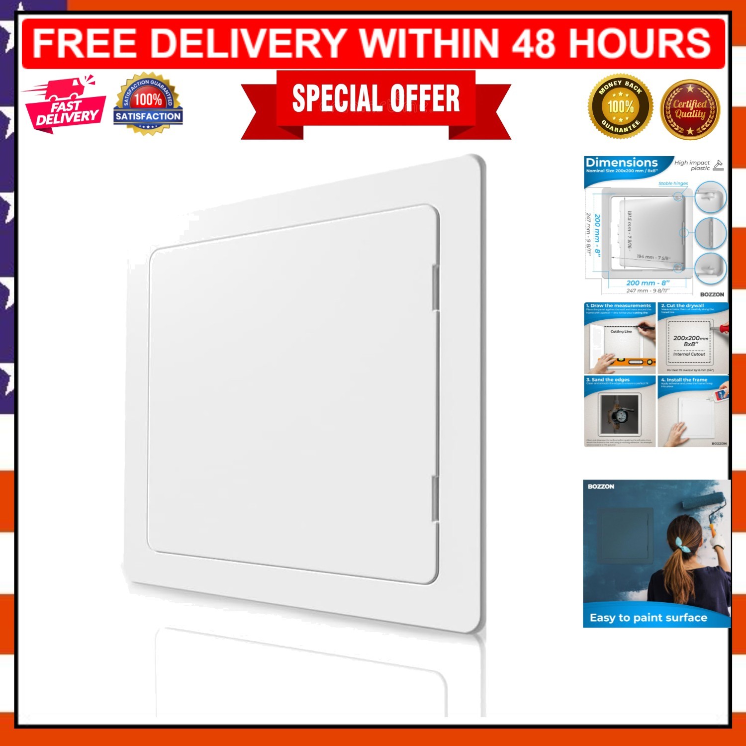Water-Resistant 8x8 Plastic Drywall Access Panel - Easy Installation