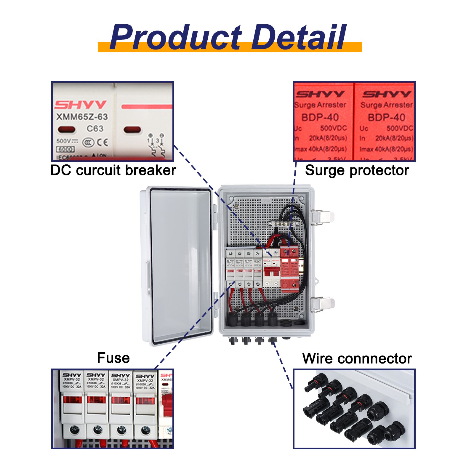 4 String Metal Solar Combiner Box PV Combiner Box With 15A Rated Current Fuse