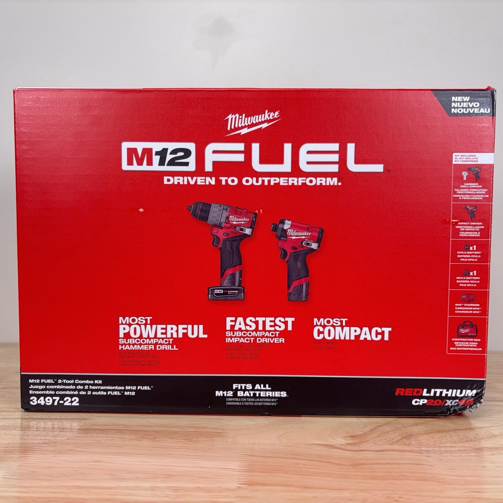 Milwaukee M12 FUEL 2-Tools Hammer Drill & Impact Driver w/ Battery, Charger, Bag