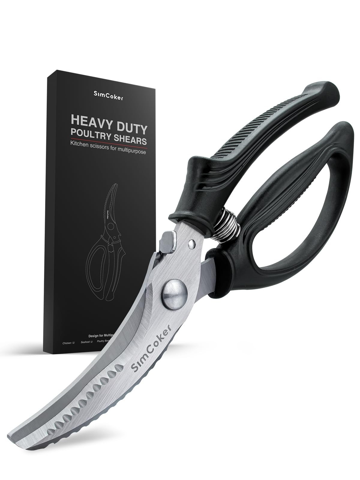 Heavy Duty Poultry Shears, Kitchen Scissors for Meat Chicken Bone Fish, Spring