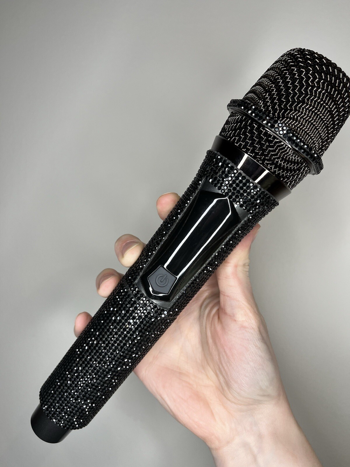 Black Rhinestone Wireless Karaoke Microphone + Receiver System - Rechargeable