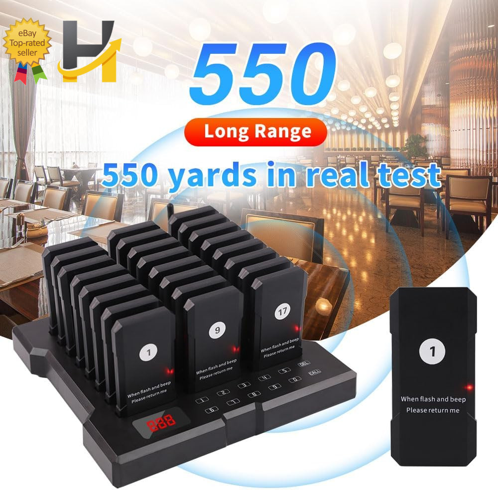 Restaurant Pager Wireless Calling System 24 Beepers Guest Customer Queue Pagers