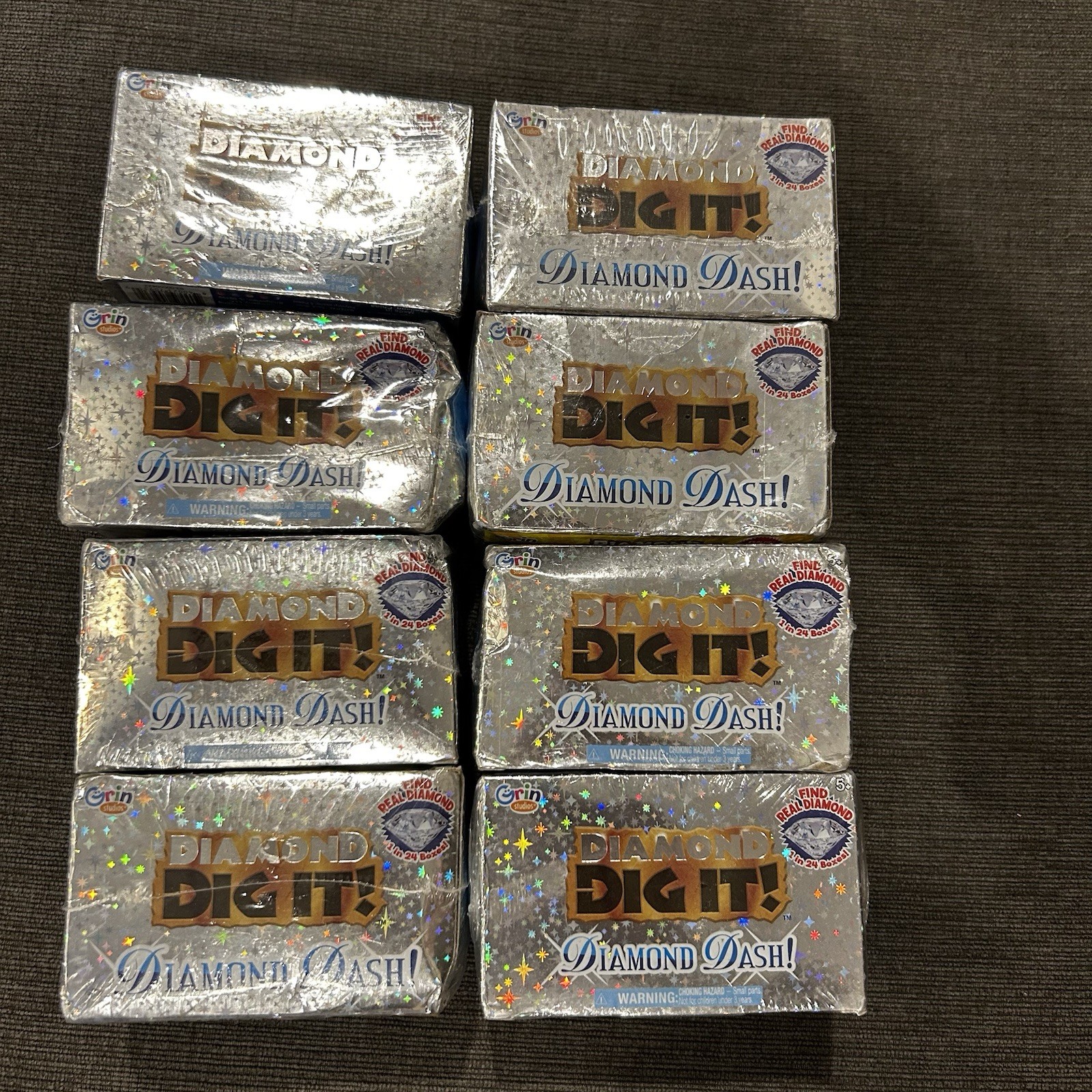 NEW Sealed Lot Of 8 Diamond Dig Dash It Toy 1 In 24 Has Real Diamond