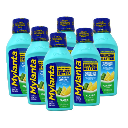 6 Pack - Mylanta Liquid Antacid & Antigas, Classic Flavor, 12.0 fl oz