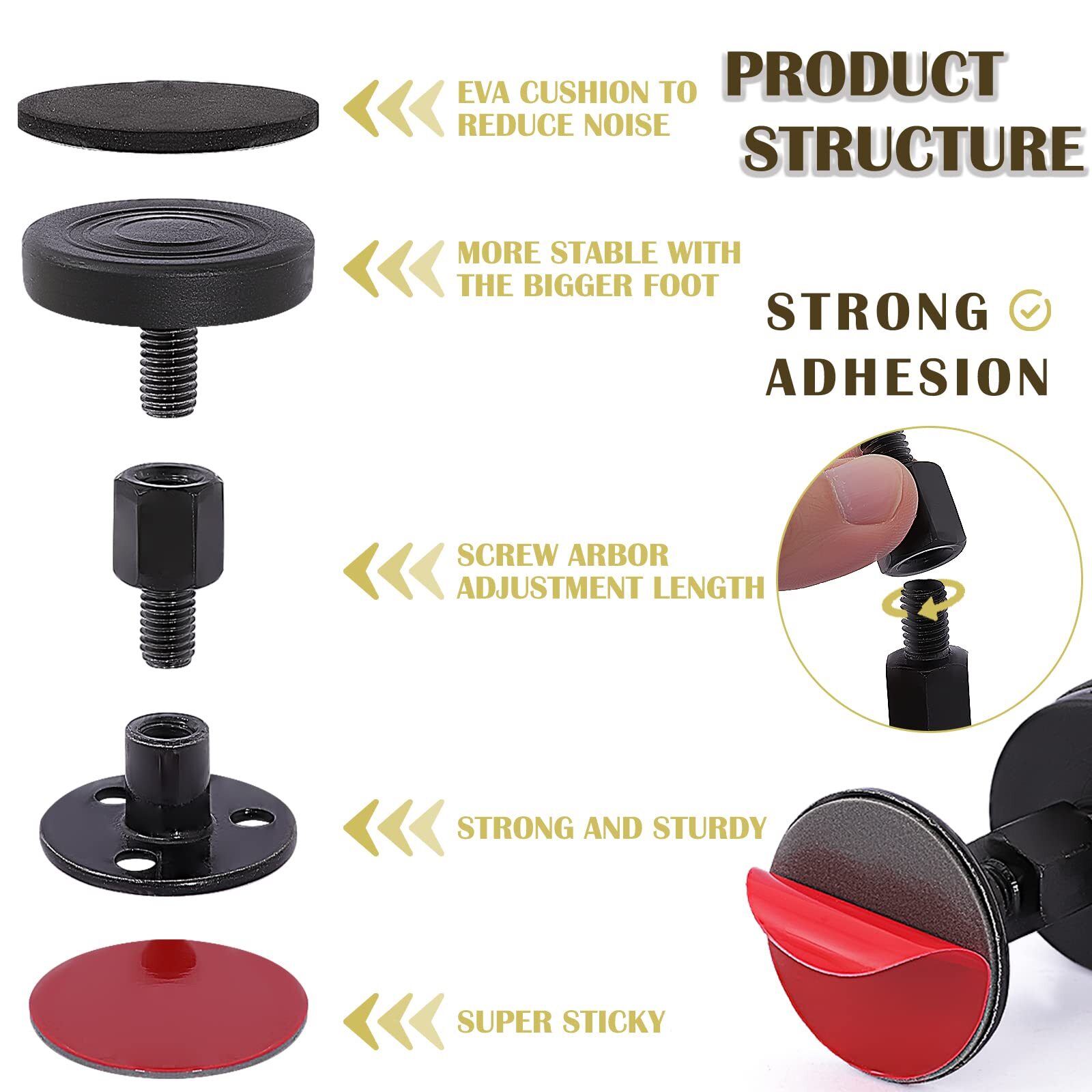 4Pack Headboard Stoppers Adjustable Bed Noise Stopper for Bed Frame Sofa Cabinet