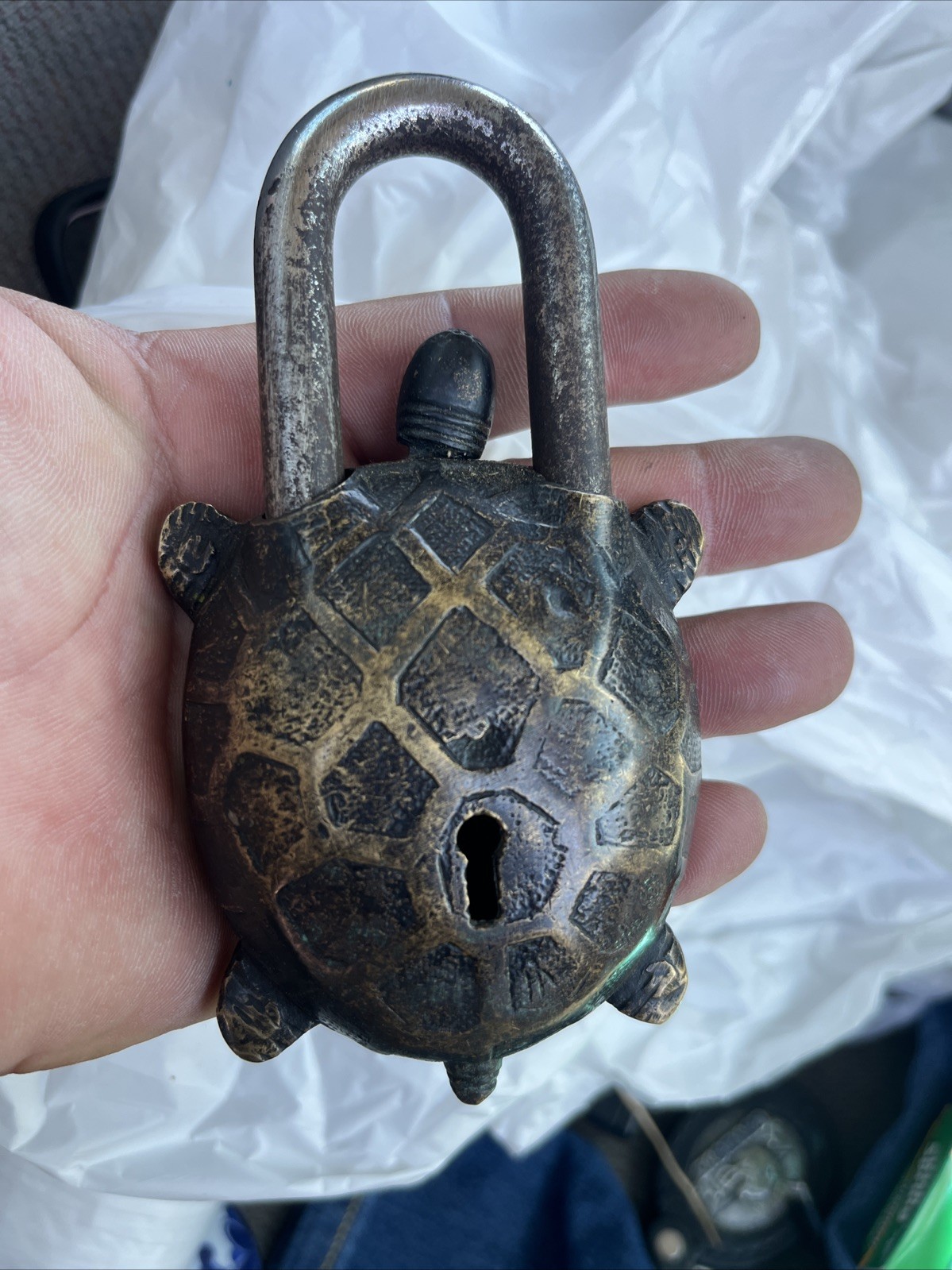 Handmade Vintage Style Tortoise shape Padlock with No Key Working Functional