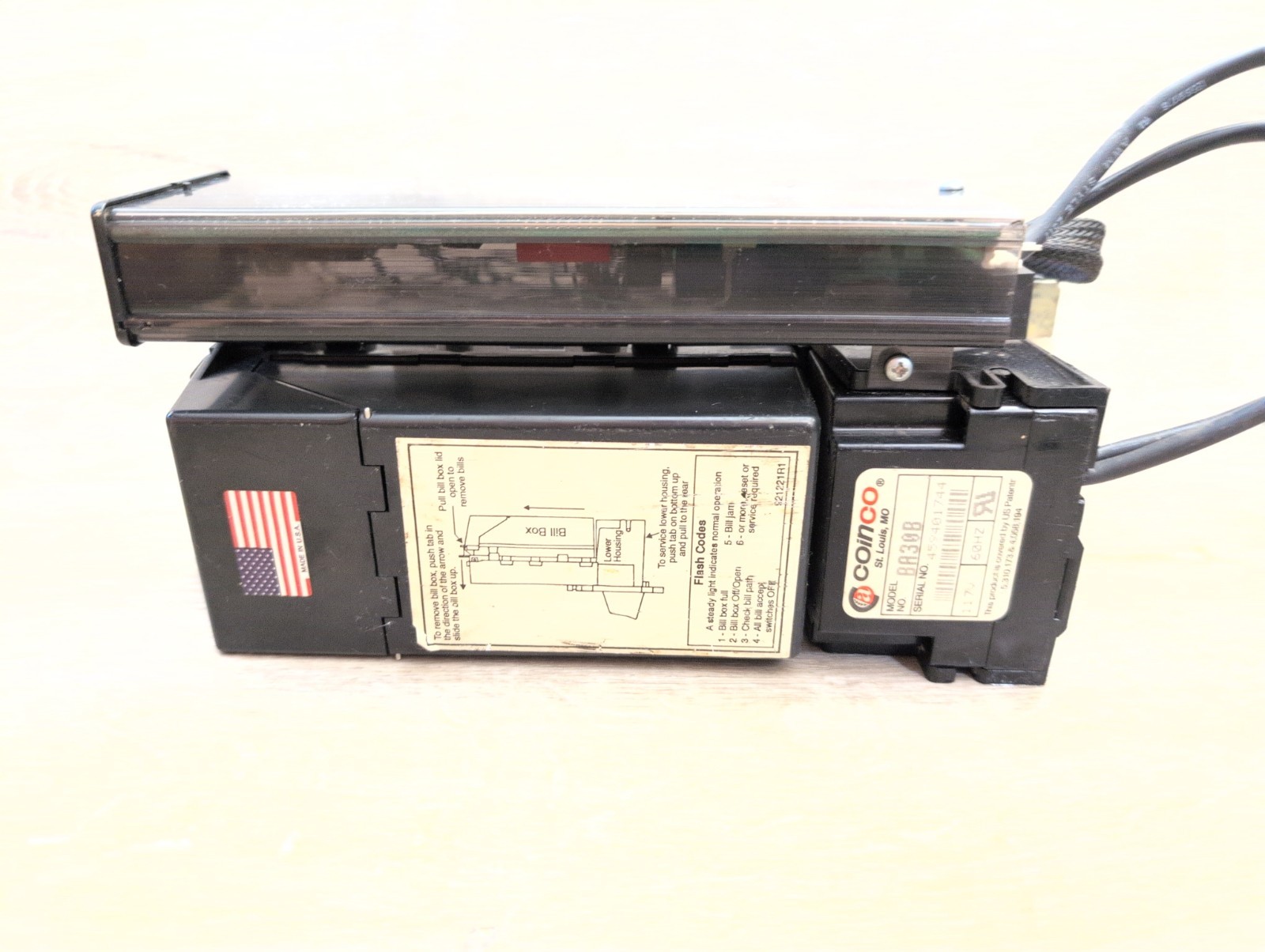 Coinco BA30B Dollar Bill Acceptor Validator with billbox
