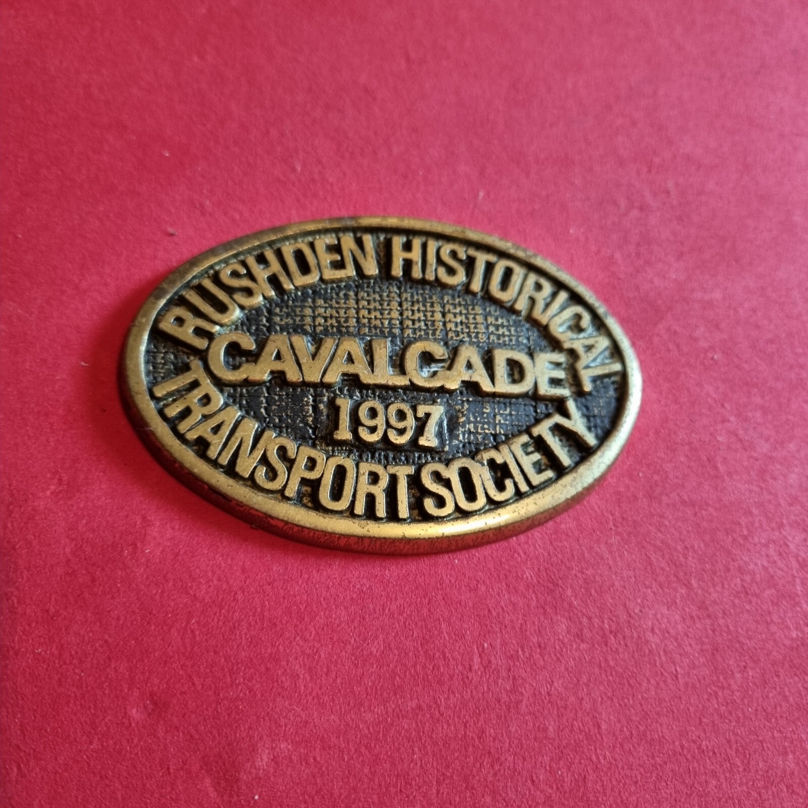 Vintage Rushden Historical Transport Society "Cavalcade 1997" Oval Brass Plaque