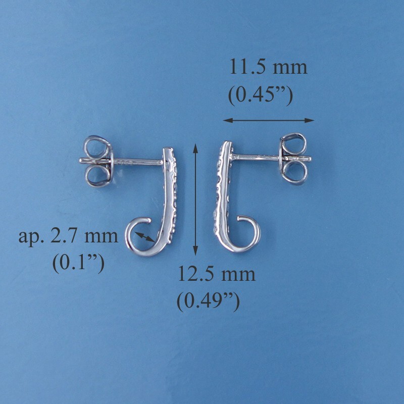 2 Sterling Silver Cubic Zirconia Bar Pave Stud Earrings, J / Open Loop #33545