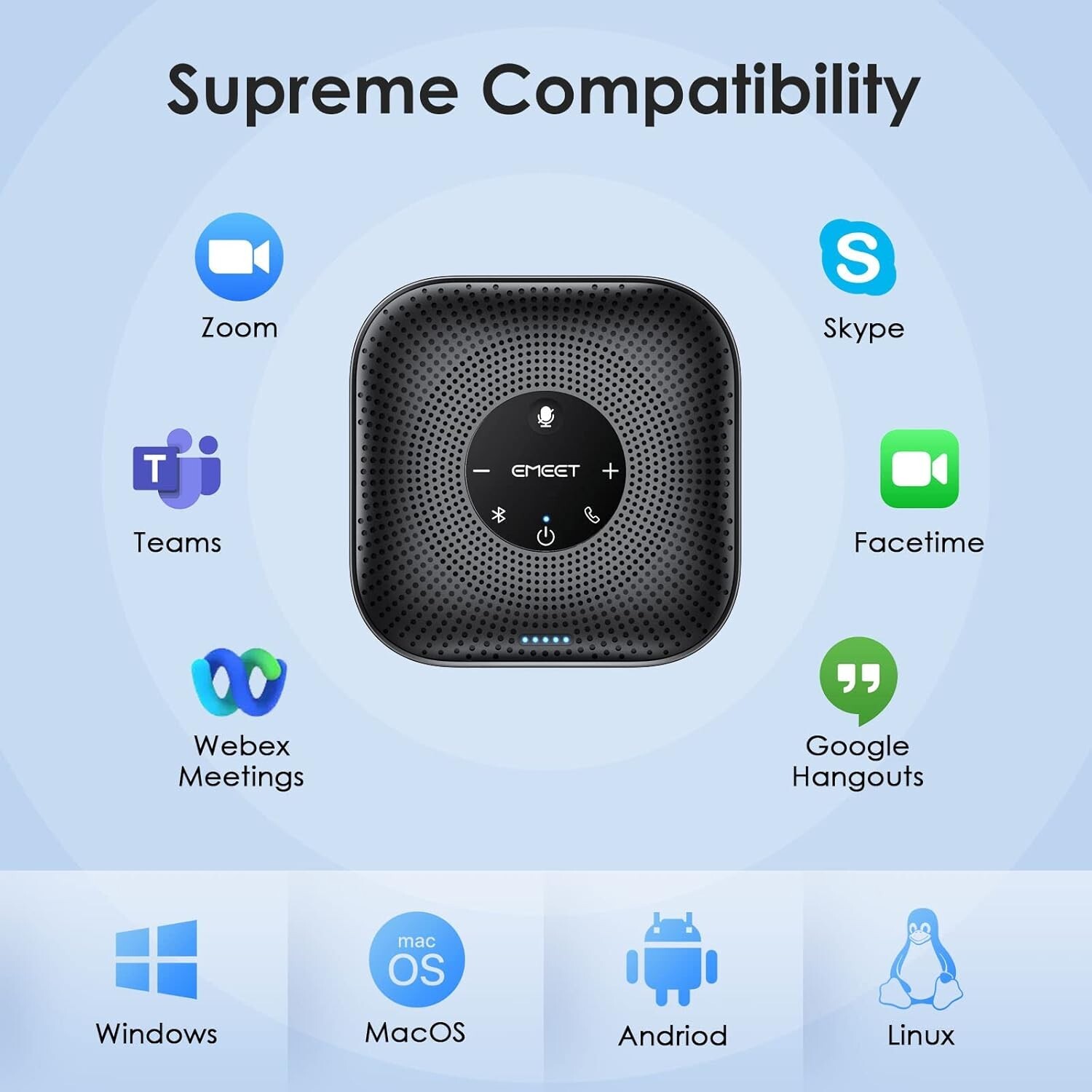 Expandable Conference Speakerphone with Daisy Chain Feature for 16 Attendees