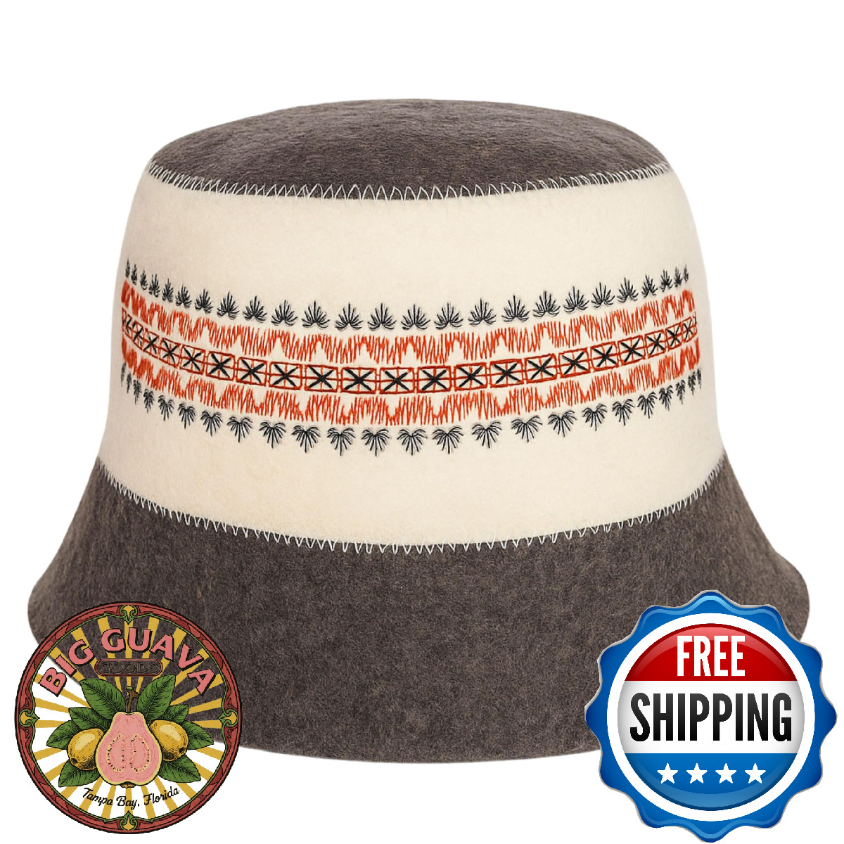 Ukrainian Wool Sauna Hat Vyshyvanka Embroidered Ornament Banya Felt 80 Character
