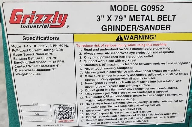 3 x 79 Metal Belt Grinder/Sander